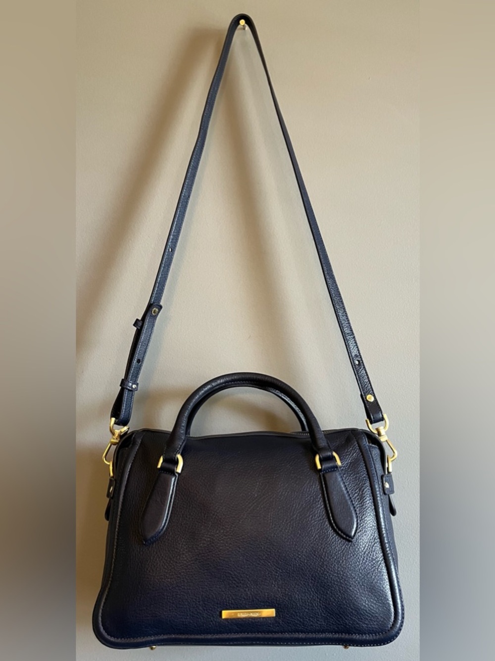 NWOT Brahmin Navy Blue Leather Crossbody/Shoulder/Handbag Satchel